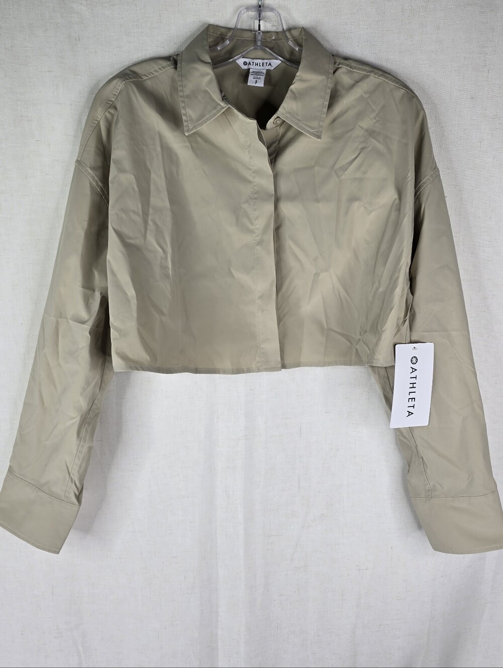 Athleta Midday Ultra Cropped Shirt Size Small Tan Womens UPF 40